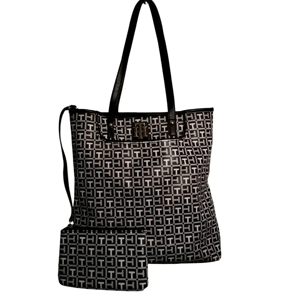 Tommy Hilfiger Black & Grey TH Tote Bag with Sunglass Case